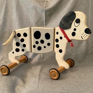 Vintage Pull Toy Puppy Dog Dalmatian Figure